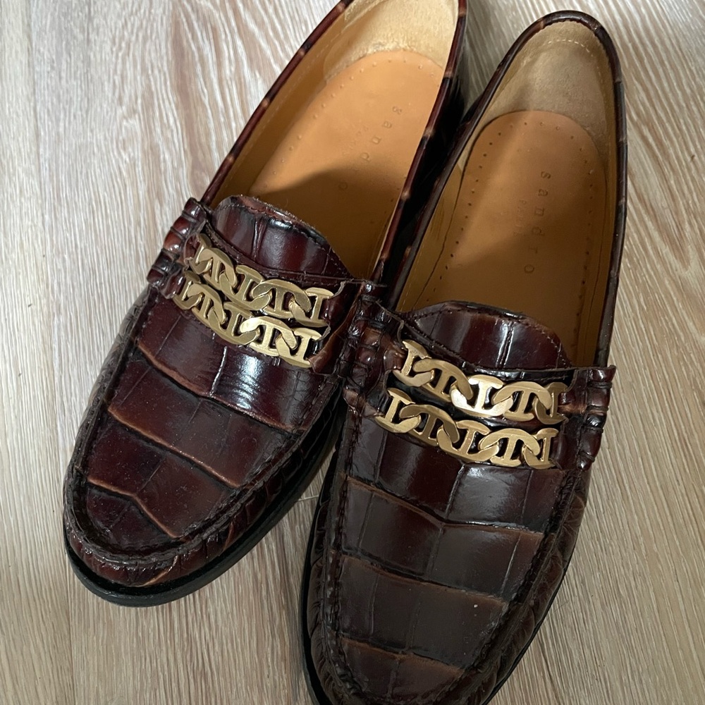 Sandro Croc-Embossed Loafers